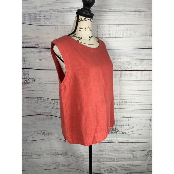 Cut Loose Linen Tank Womens L Flamingo Pink Sleeveless Crew Neck Summer - Picture 3 of 9
